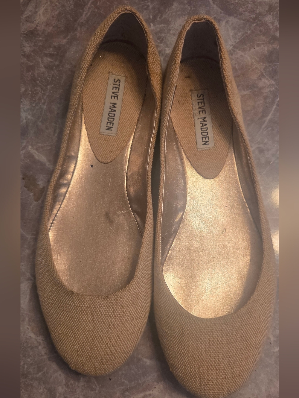 Steve Madden Women’s Beige Canvas Ballet Flats